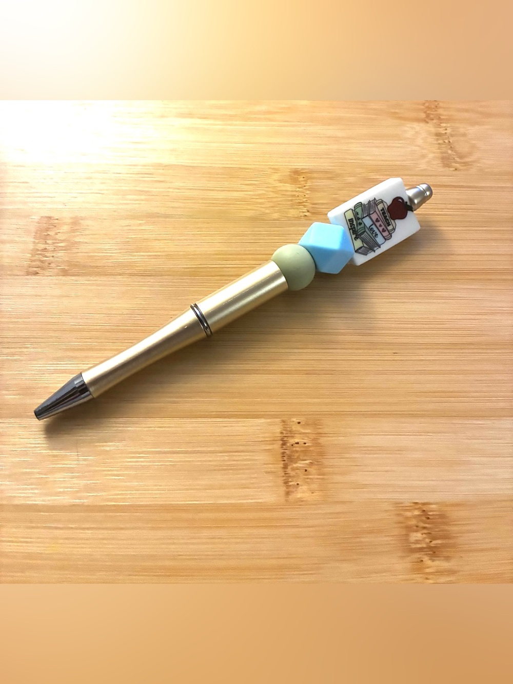Teach Love Inspire Beaded Goldtone Pen